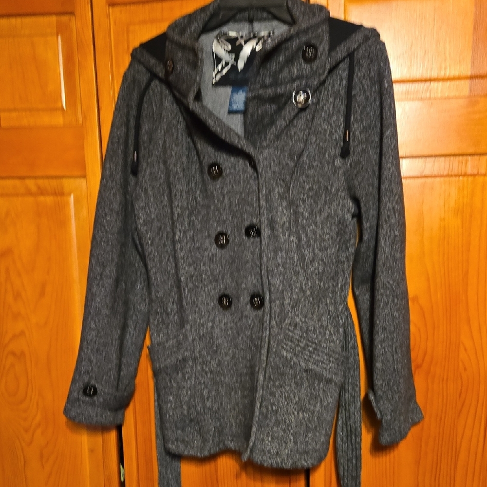 Sebby Charcoal Double-Breasted Pea Coat